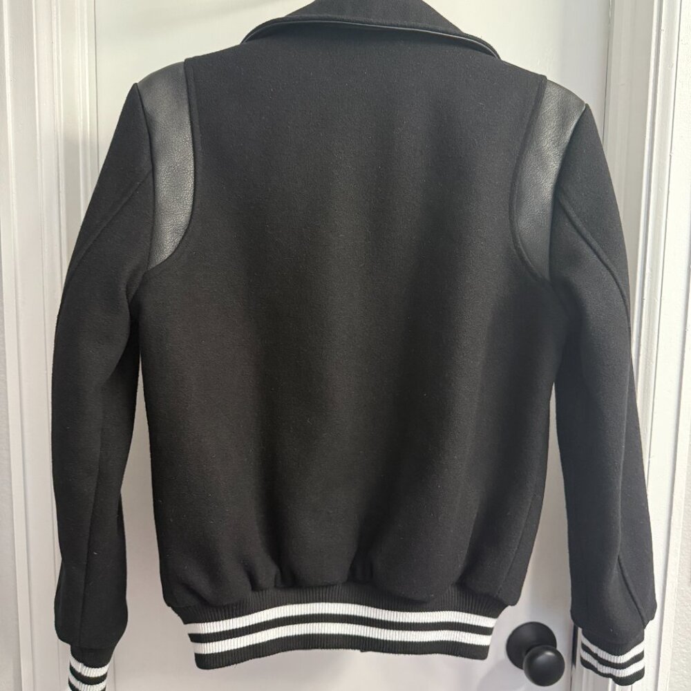 Straight To Hell Jet Varsity/Bomber Jacket in Black w/ White Stripe - Unisex XS - Picture 2 of 6